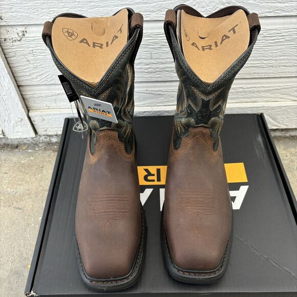 Ariat Sierra Steel Toe Mens Sz 12 D Dark Brown Pine Green Wide Square Work Boots main image 7